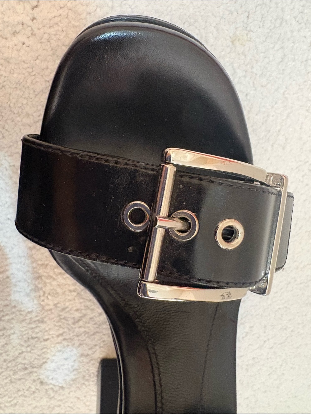 Alexander McQueen Black Leather Platform Buckle Heels - Picture 7 of 14